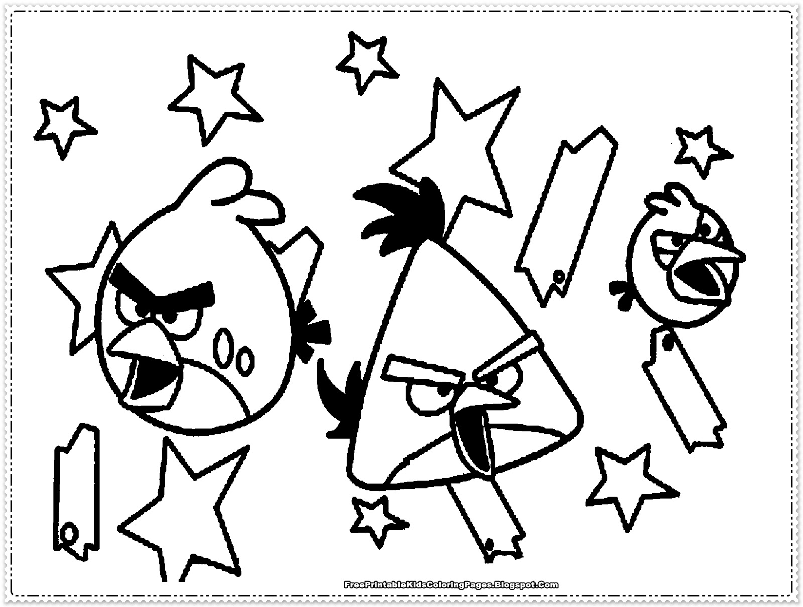 Coloriage d'un personnage d'Angry Birds avec un décor ludique
