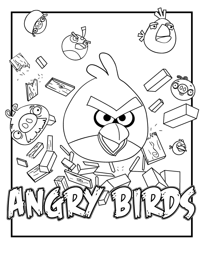 Coloriage des personnages d'Angry Birds en pleine action