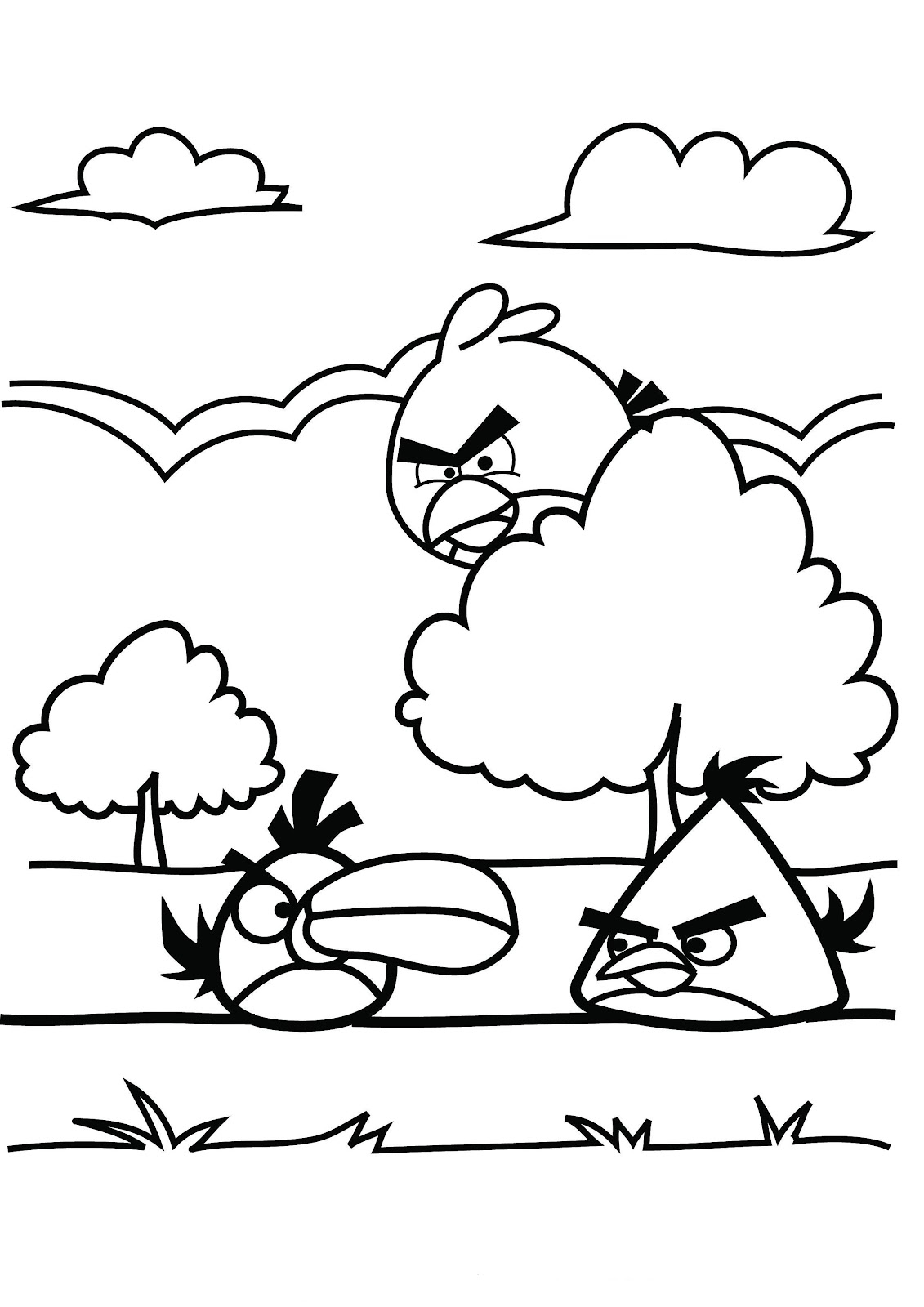 Coloriage d'un personnage d'Angry Birds prêt à lancer son projectile