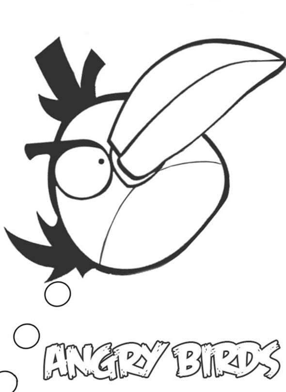 Coloriage d'Angry Birds en pleine action sur un fond simple
