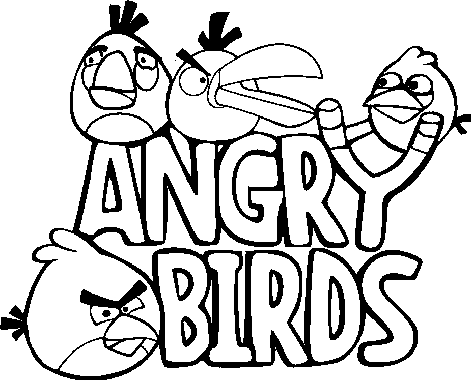 Coloriage d'Angry Birds en pleine action dans leur univers
