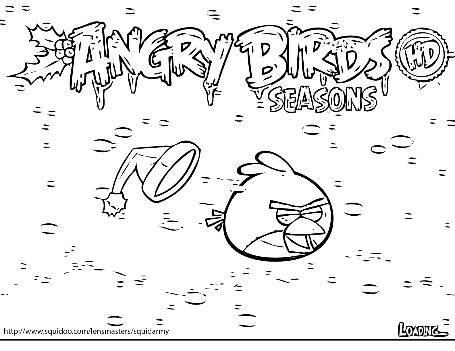 Coloriage d'Angry Birds avec des personnages emblématiques en pleine action