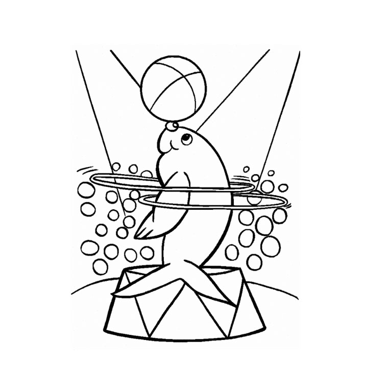 Coloriage d'animaux de cirque en pleine représentation