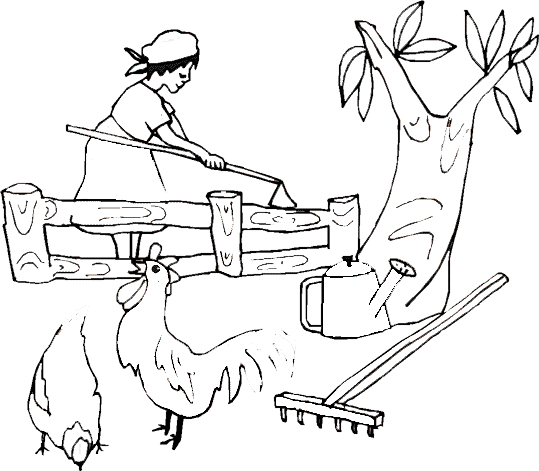 Coloriage d'animaux de la ferme dans un pré verdoyant