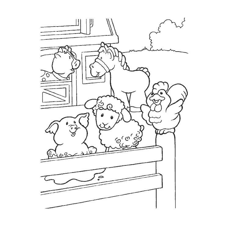 Scène de vie à la ferme avec des animaux en pleine activité