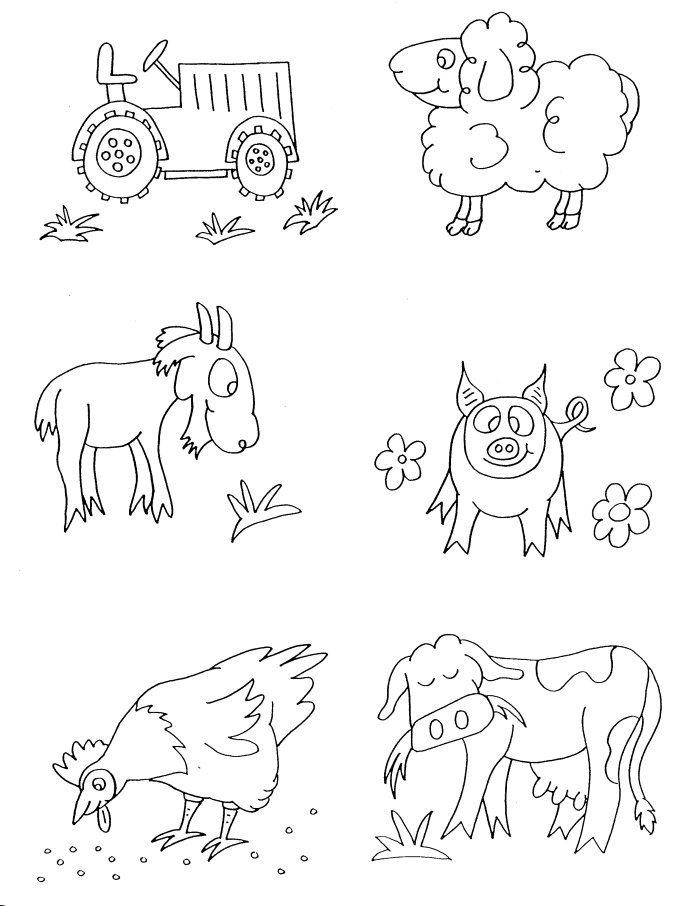 Scène de la ferme avec des animaux en pleine activité