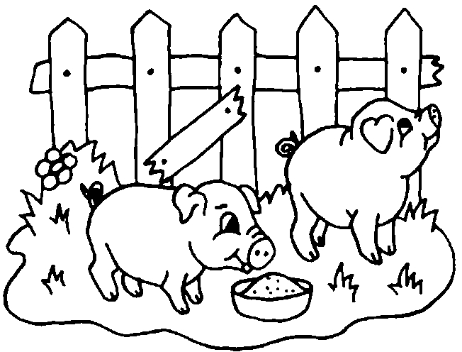 Coloriage d'animaux de la ferme dans un champ
