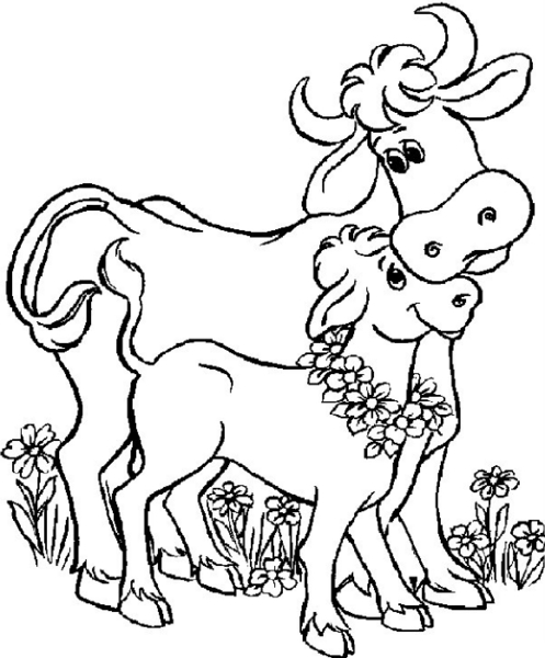 Coloriage d'animaux de la ferme dans un champ verdoyant