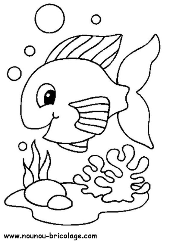 Coloriage d'animaux marins évoluant dans un milieu sous-marin