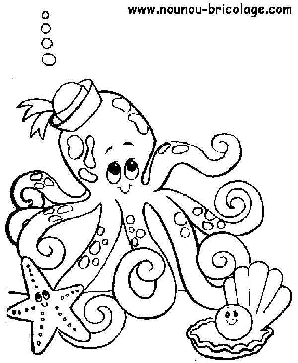 Coloriage d'animaux marins évoluant dans leur habitat naturel
