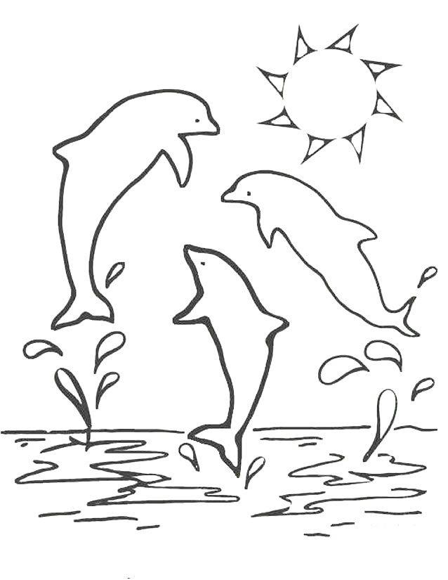 Coloriage d'animaux marins en plein océan