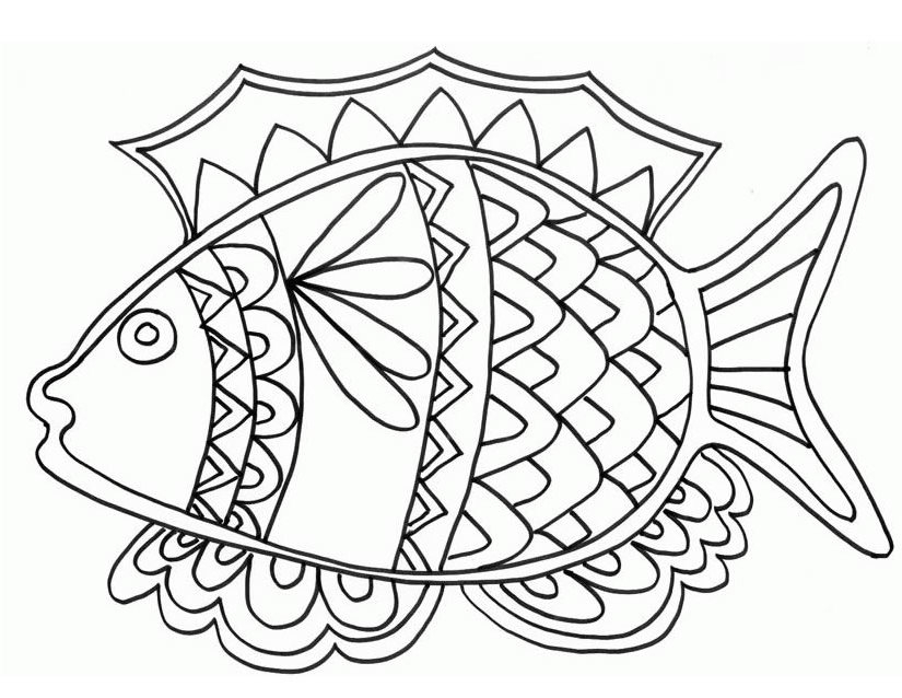 Coloriage d'animaux marins évoluant dans un océan animé