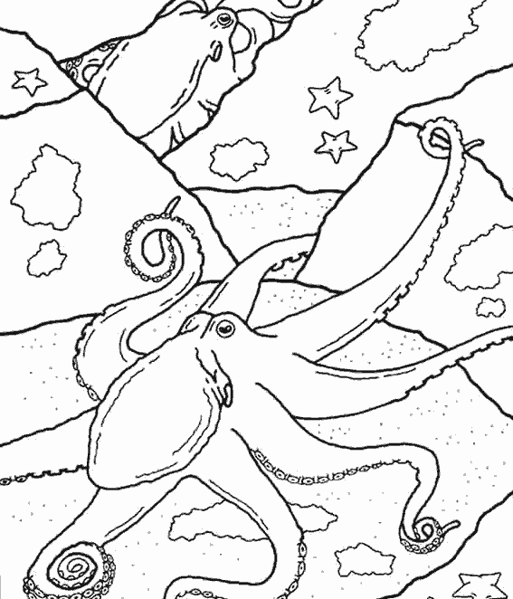 Coloriage d'animaux marins évoluant dans un environnement océanique