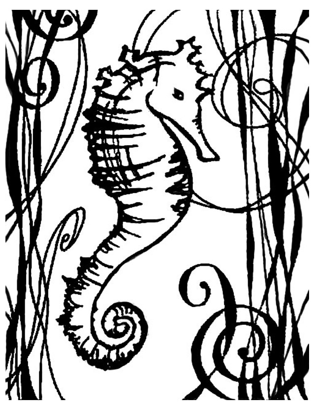 Coloriage d'animaux marins en pleine activité dans leur habitat naturel