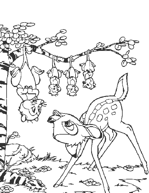 Coloriage d'animaux sauvages de la jungle au milieu de la végétation