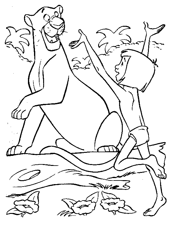 Coloriage d'animaux sauvages de la jungle en pleine activité