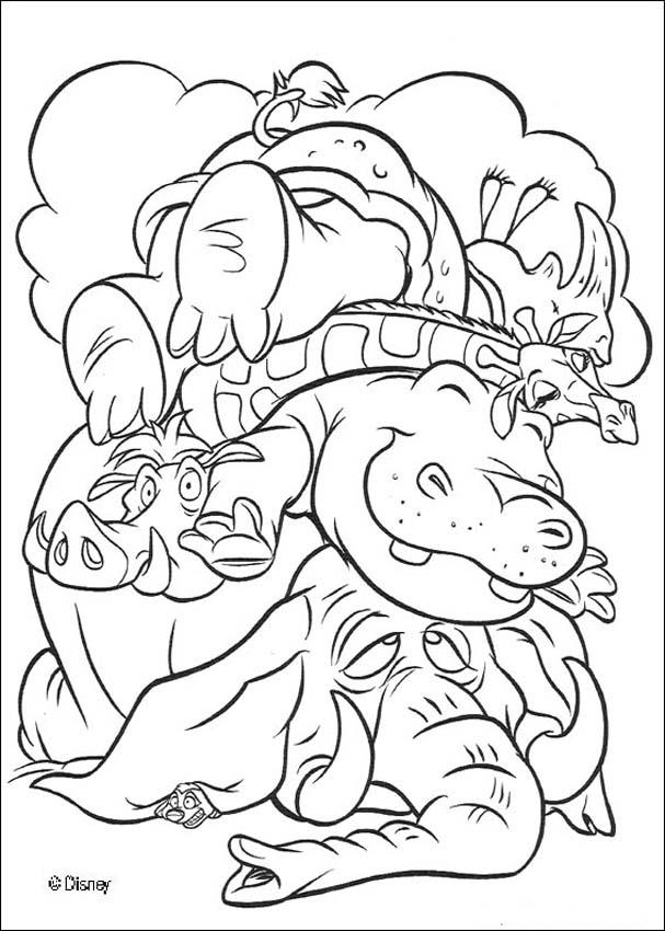 Coloriage d'animaux sauvages de la jungle en pleine activité