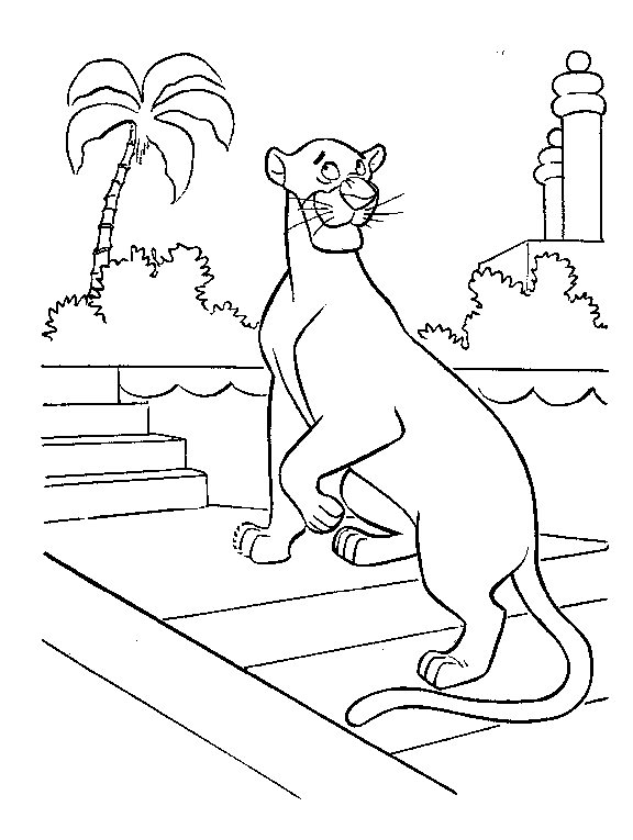 Coloriage d'animaux sauvages dans la jungle avec des feuillages luxuriants