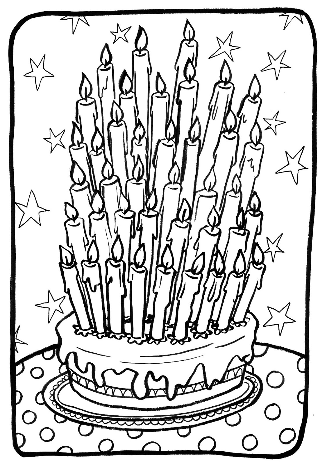 Coloriage d'un anniversaire festif avec un gâteau et des ballons