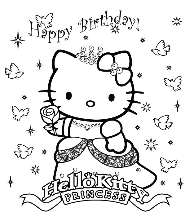 Coloriage d'un anniversaire avec un gâteau et des ballons