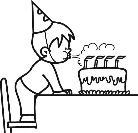 Scène festive d'anniversaire avec gâteau et ballons