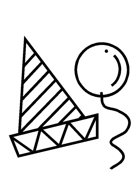 Coloriage d'un anniversaire festif avec des ballons et un gâteau