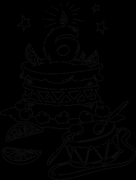 Coloriage d'anniversaire avec un gâteau et des ballons