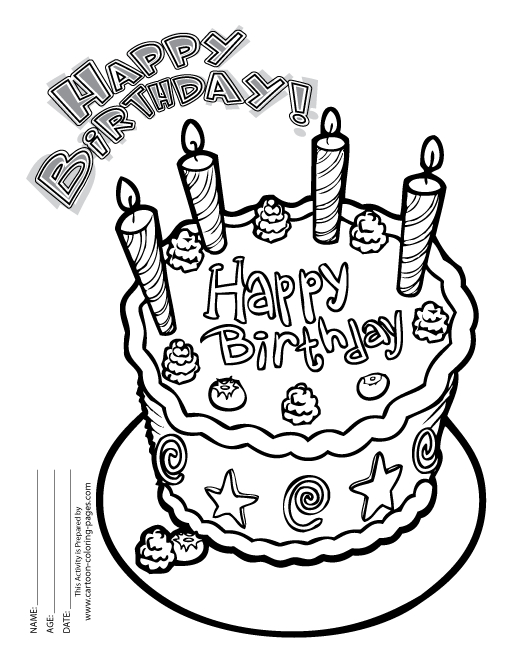 Coloriage d'une fête d'anniversaire avec un gâteau et des ballons