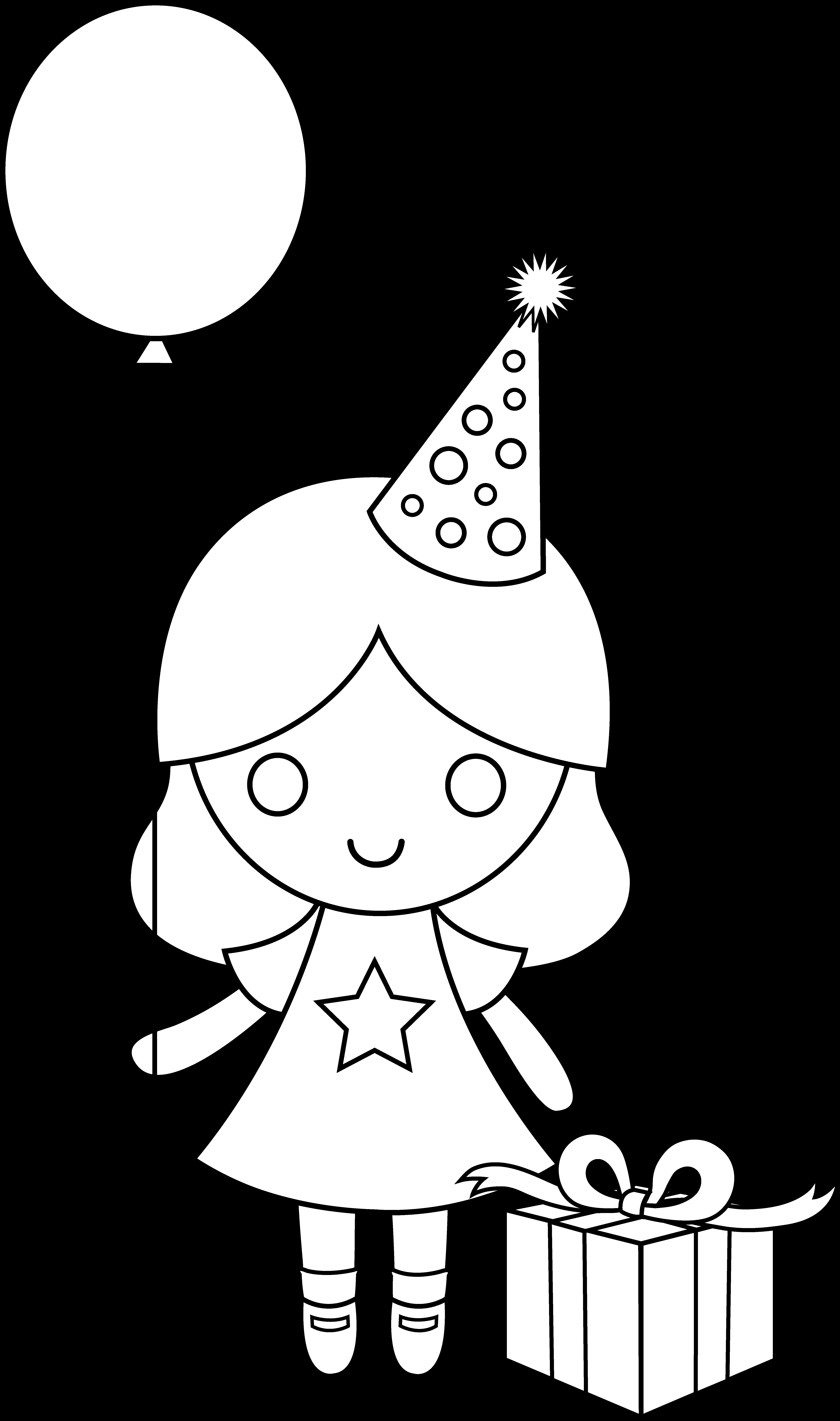 Coloriage d'un anniversaire avec un gâteau et des ballons