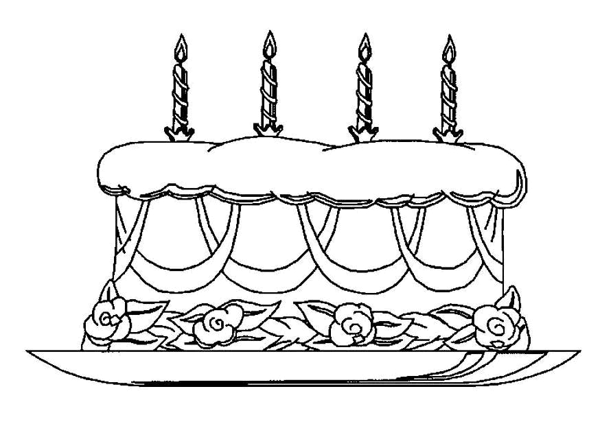 Coloriage d'une fête d'anniversaire avec ballons et gâteau