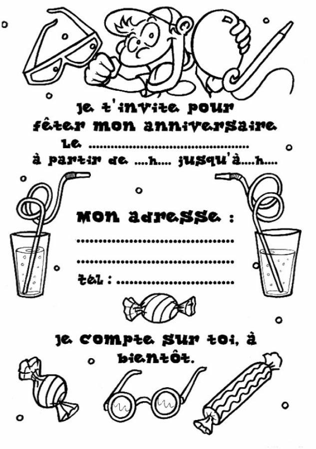 Coloriage d'une fête d'anniversaire joyeuse avec un gâteau et des ballons