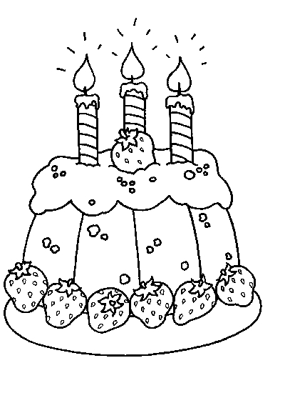 Coloriage d'une fête d'anniversaire avec un gâteau et des ballons