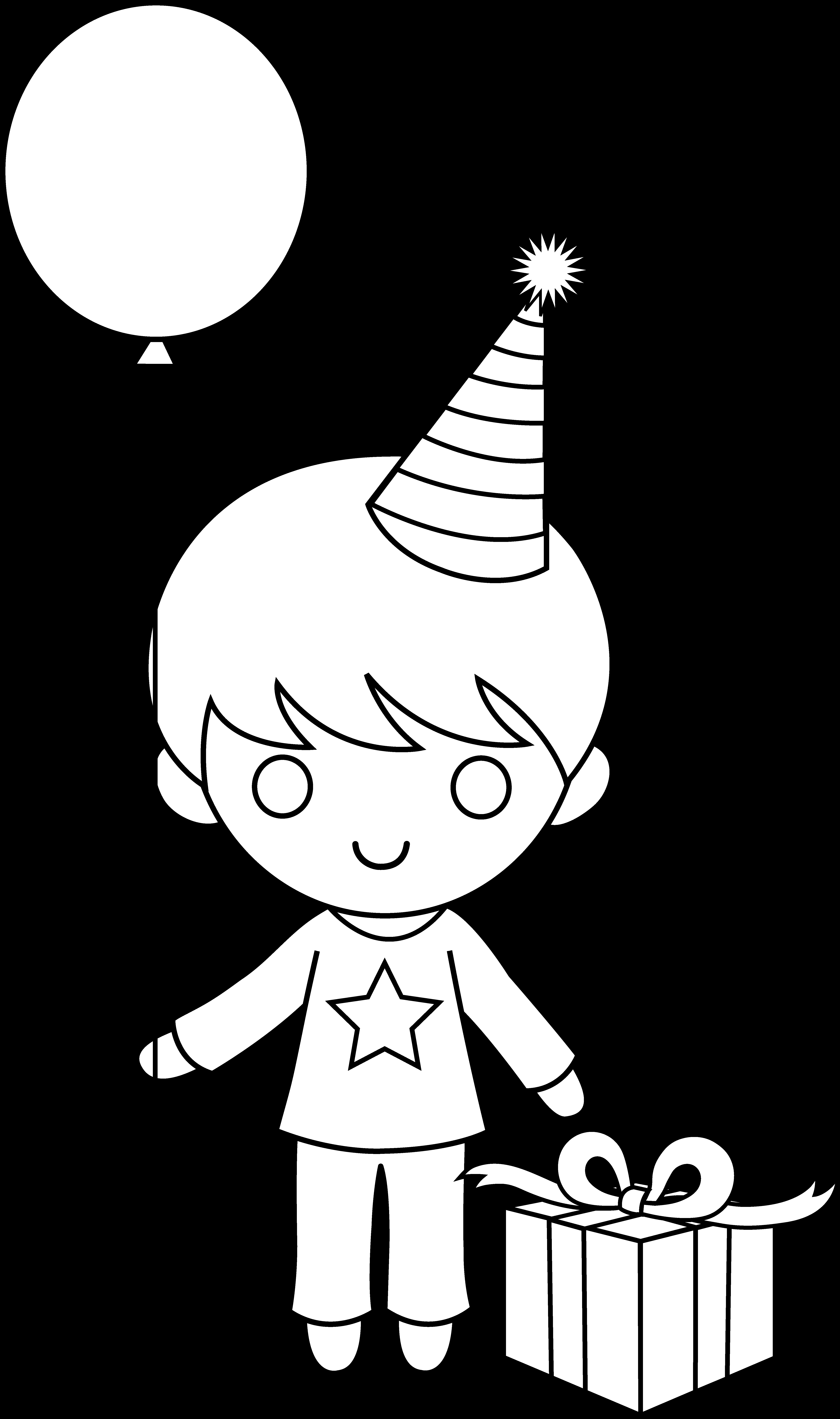 Coloriage d'une fête d'anniversaire avec un gâteau et des ballons
