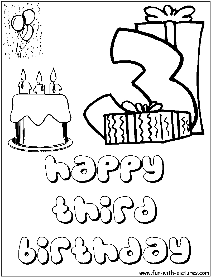 Coloriage d'un anniversaire festif avec un gâteau et des ballons