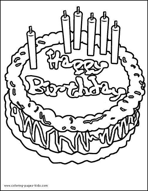 Coloriage d'une fête d'anniversaire avec un gâteau et des ballons