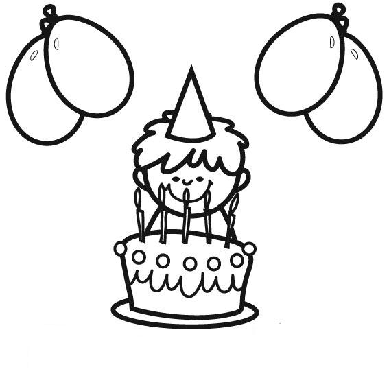 Un gâteau d'anniversaire entouré de ballons et de confettis