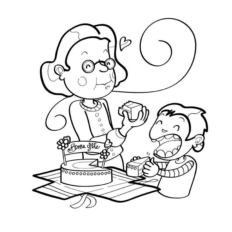 Scène festive d'anniversaire avec un gâteau et des ballons