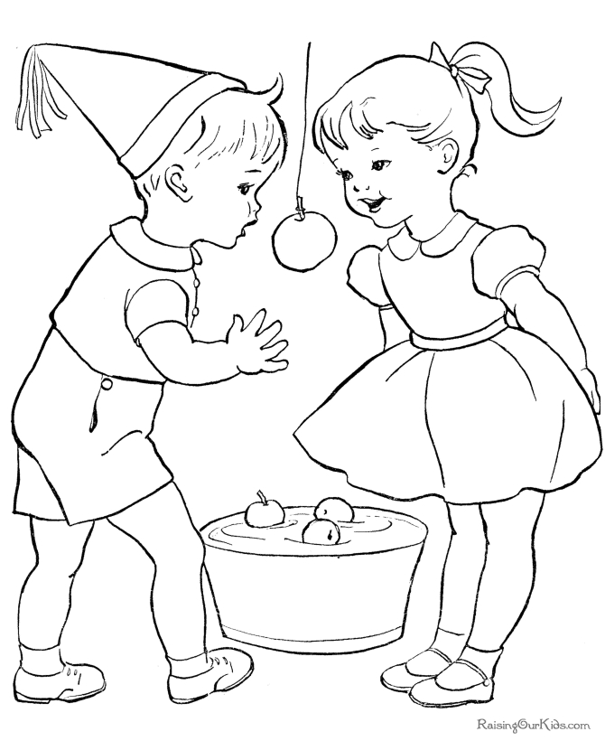 Coloriage d'une fête d'anniversaire avec un gâteau et des ballons