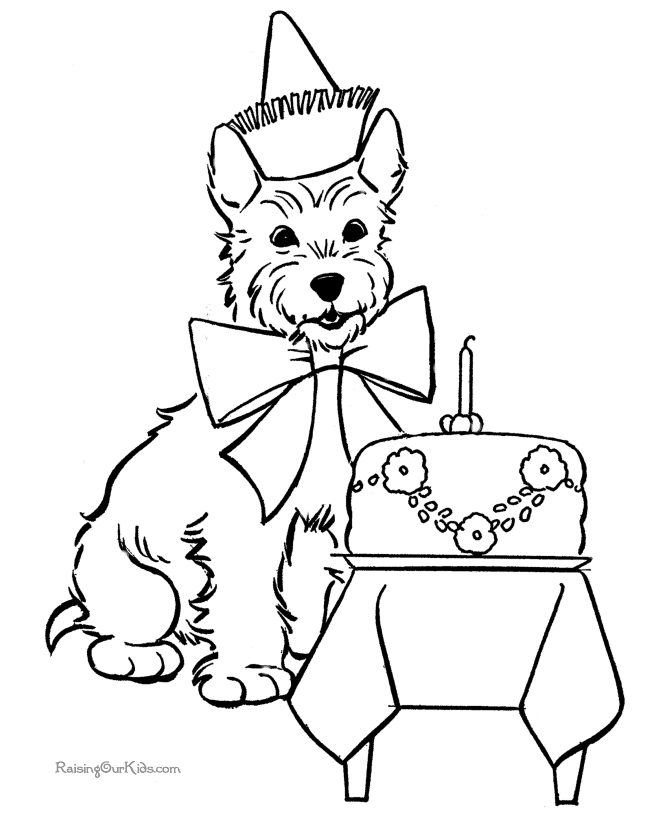 Un coloriage d'anniversaire festif avec des ballons et un gâteau