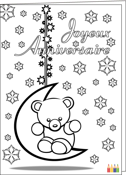 Coloriage d'une fête d'anniversaire joyeuse avec un gâteau et des ballons