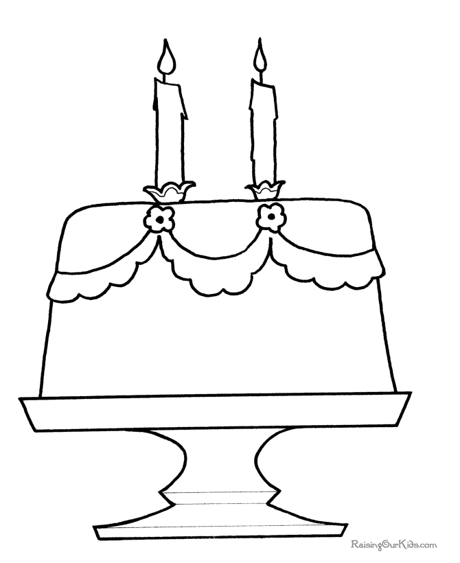 Coloriage d'anniversaire avec des ballons et un gâteau festif