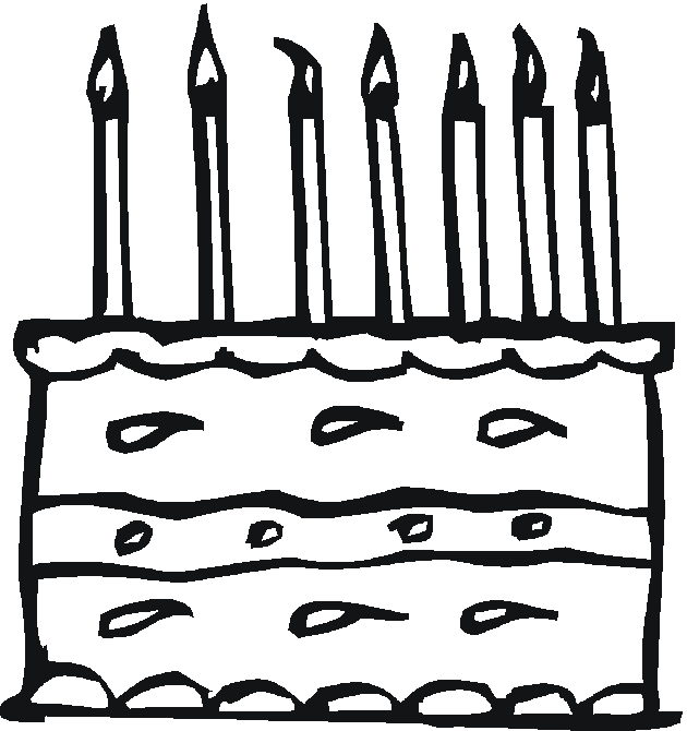 Coloriage d'une fête d'anniversaire avec des ballons et un gâteau