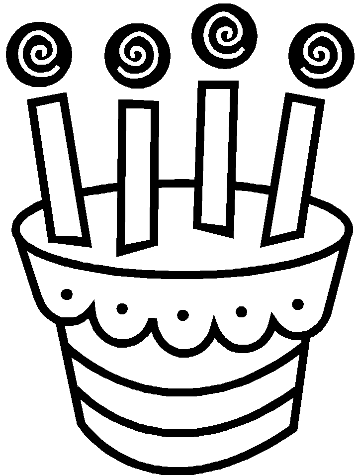 Coloriage d'une fête d'anniversaire avec des ballons et un gâteau