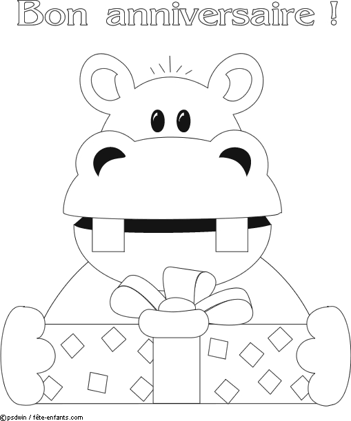 Coloriage d'anniversaire avec un gâteau et des ballons