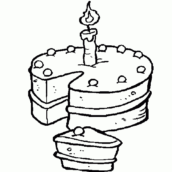 Coloriage d'une fête d'anniversaire avec un gâteau et des ballons