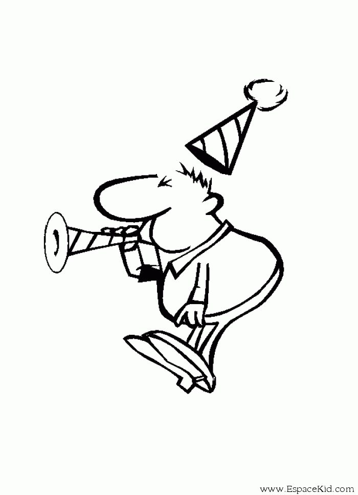 Coloriage d'une fête d'anniversaire avec un gâteau et des ballons