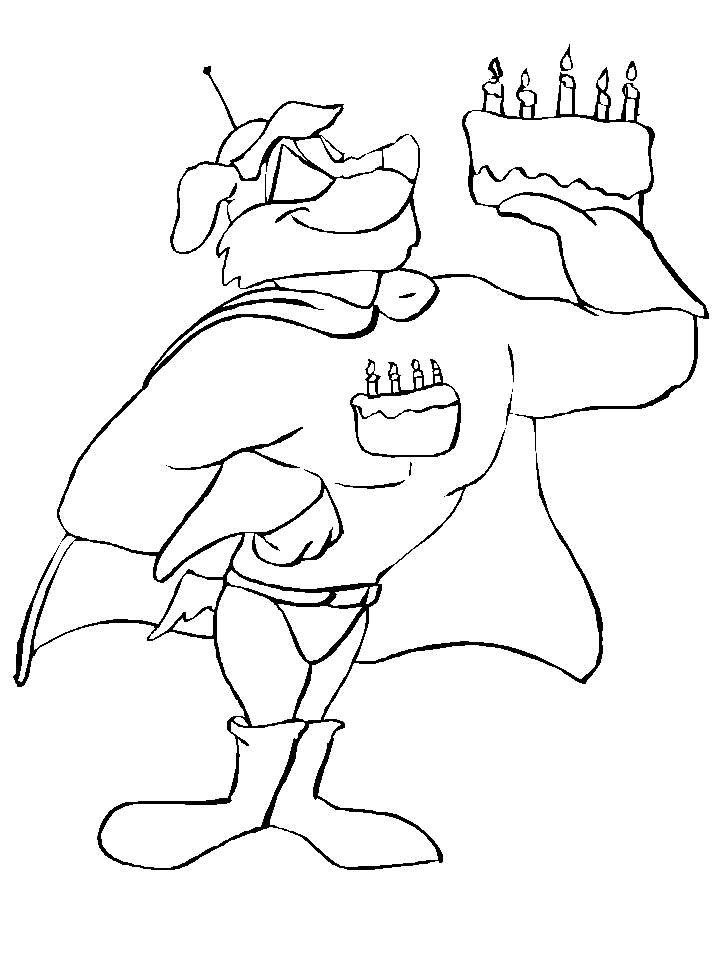 Coloriage d'une fête d'anniversaire avec un gâteau et des ballons