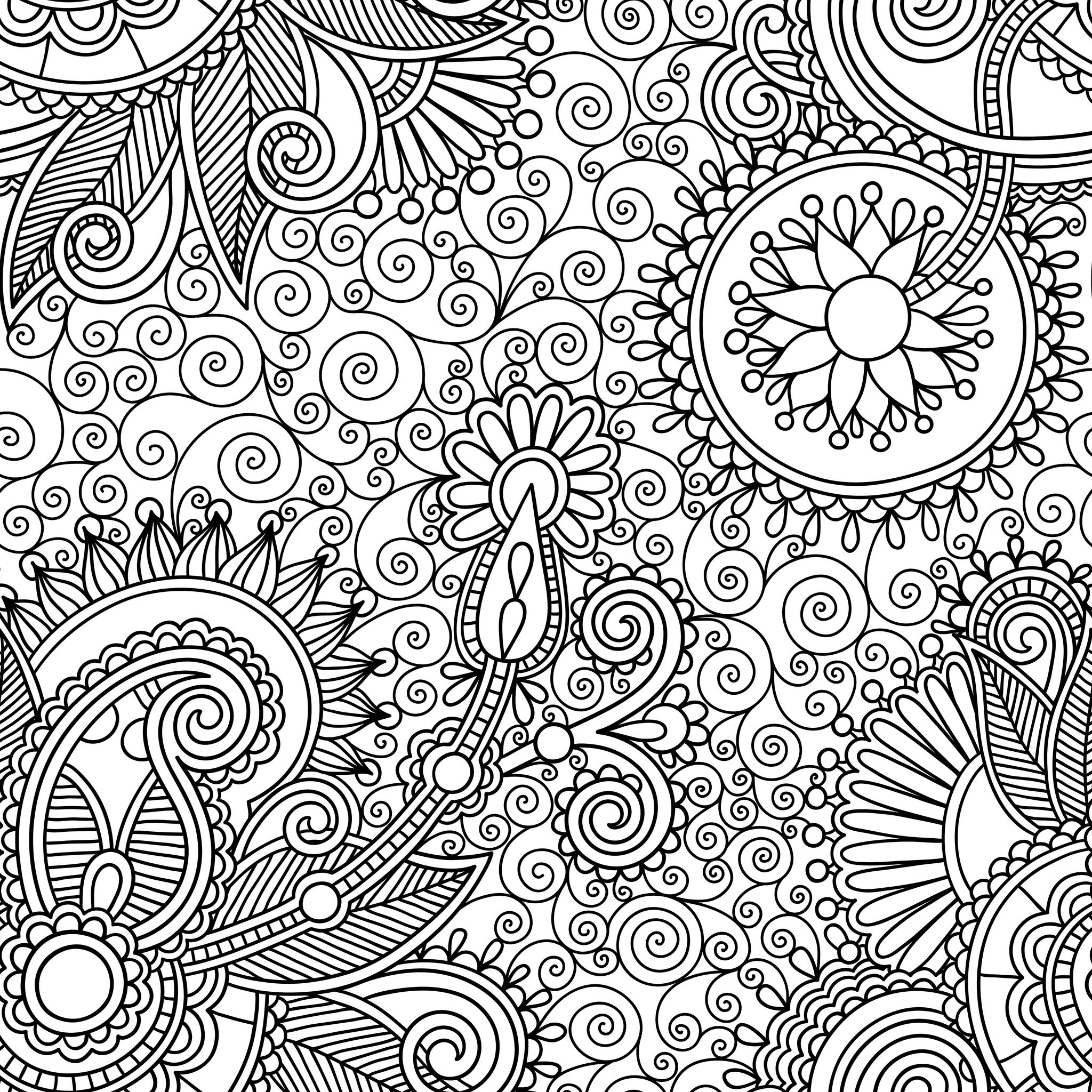 Coloriage antistress d'une scène florale entrelacée Coloriage antistress d'une scène florale entrelacée