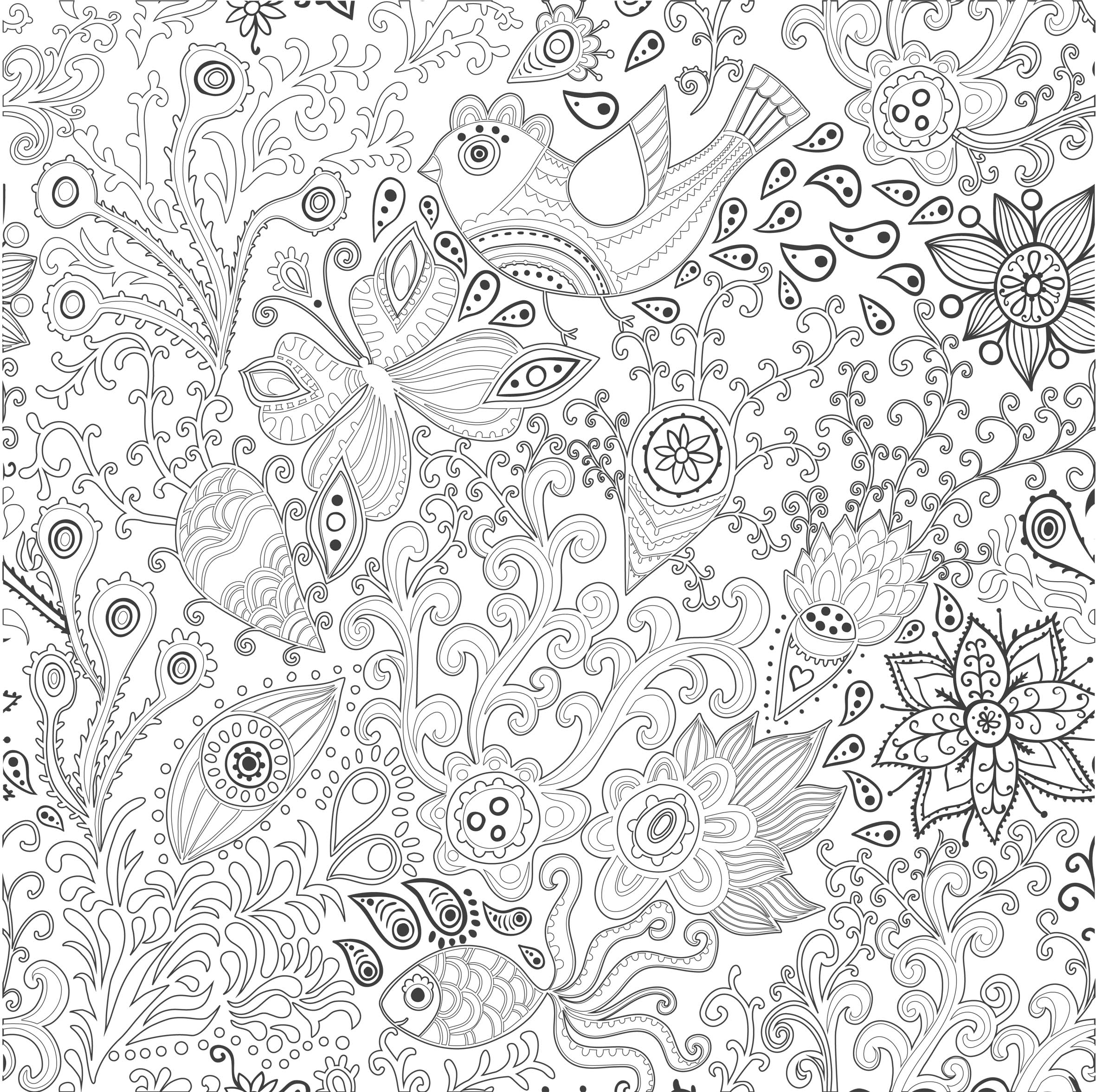 Coloriage d'un mandala antistress avec motifs floraux et géométriques