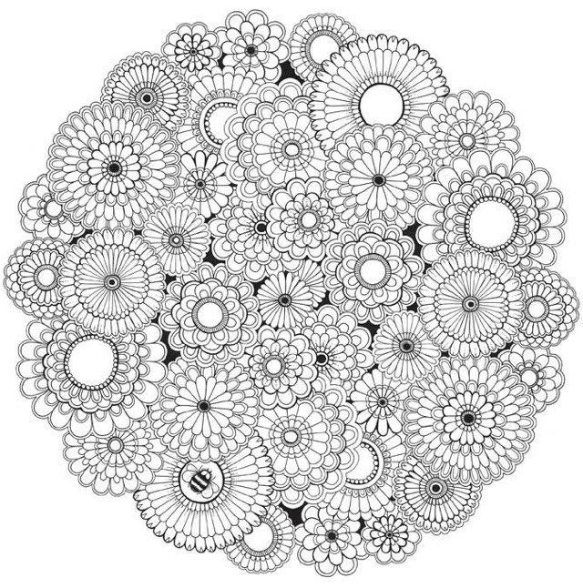Coloriage antistress avec motifs floraux et géométriques Coloriage antistress avec motifs floraux et géométriques